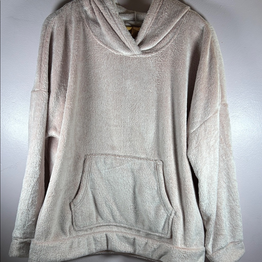 Cozy Plush Hooded Pullover Sweater - Light Pink